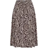 We fashion - Dames midi rok met print - Curve - Regular fit - Donkerbruin - Katoen - Plus Size Maat: 46