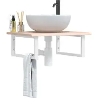 vidaXL Badkamer wandschap staal en massief eikenhout