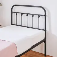 Laura Metalen bedframe 90x200 cm – Vintage eenpersoons bed zwart met hoofd- en voetbord, stevig stalen lattenbodem, geluidsarm, 136 kg draagvermogen, gast- en tienerbed, ruimte onder bed