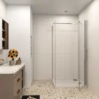 AICA hedendaags Douchecabine 100x90x195cm vouwdeur en vaste zijwand 6 mm NANO EasyClean veiligheidsglas - helder chroom - 73-120cm Stabilisatiestang incl. douchebak