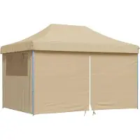 vidaXL Partytent, inklapbaar, pop-up model, met 4 zijpanelen, beige