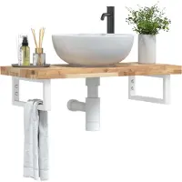 vidaXL Badkamer wandschap staal en massief acaciahout