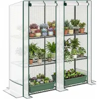 Outsunny - Foliekas - Staal - Kunststof - 144L x 48B x 152H cm - Wit