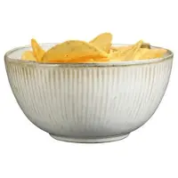 Mica Decorations Serveer/chips schaaltje Nusa - creme - 12 x 7 cm - keramiek - kommetjes
