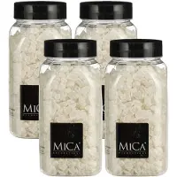Mica Decorations decoratie steentjes / granulaat - 4x - 650 ml - 4-10 mm - mat wit - siergrind