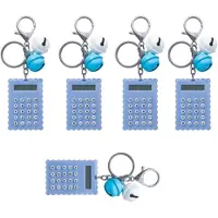 LONGZIMING -Mini Rekenmachine - Zakrekenmachine - Draagbare Calculator - 8-Bits LCD Scherm - Sleutelhanger Bevestiging - Koekjes Vormgeving - Altijd Binnen Handbereik - 5 Stuk