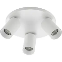 Arcchio spot Brinja, wit, rond, Ø 6 cm, 3-lamps, GU10 dimbaar, wit / opaal, Hal, Aluminium, Modern, buitenspot