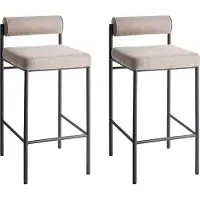 Beliani AMAYA - Barkruk set van 2 - Taupe - Polyester