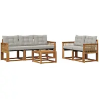 vidaXL Buiten bank set 6 st Naturel en lichtgrijs