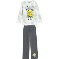 Cool Club Nachtkledij 'SPONGEBOB' geel / grijs / lichtgrijs