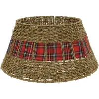 Everlands Kerstboomrok Eline Naturel / Rood D 70 H 28 Cm