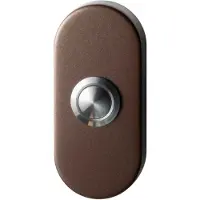 GPF bouwbeslag Beldrukker ovaal 70x32x10 mm met RVS button Bronze blend