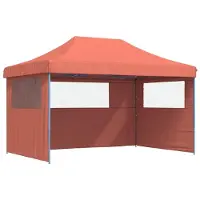 vidaXL Partytent inklapbaar pop-up met 3 zijwanden terracottakleurig
