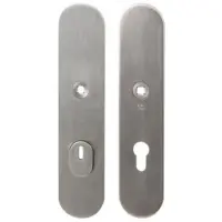 GPF bouwbeslag RVS geborsteld VH-schilden PC92 SKG*** 248x52mm massief afgerond met kerntrekbeveiliging