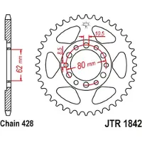JT Sprockets 428 Jtr1842.47 Steel Achtertandwiel