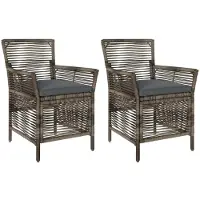 vidaXL Buitenzit met kussen 2 pcs Grijs en Donkergrijs poly rattan