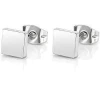 Cilla Jewels Dames Oorbellen Knoppen Zilverkleurig Vierkant Edelstaal-8mm