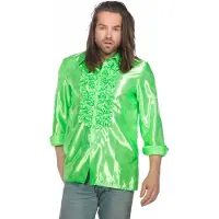 Coppens Ruchesblouse satijn Neon groen - Satijn - Retro kleding | Maat 60