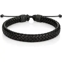LGT JWLS Leren armband Heren Zwart Verstelbaar Gevlochten leer
