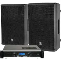 Power Dynamics complete geluidsinstallatie met PD415P speakers en PDA-B1000 versterker