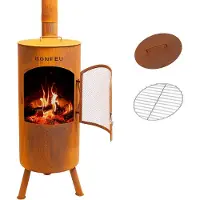 Bonfeu tuinkachels, model BONTINO, Cortenstaal - Ø 35 cm x H 164 cm