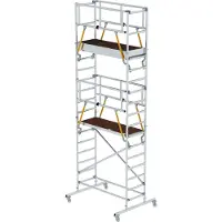 MUNK Günzburger Steigtechnik rolsteiger, aluminium ronde buis, werkhoogte tot 7,2 m, rolbalk 1.500 mm, GS-gekeurd, DIN EN 1004, H 4,10 m