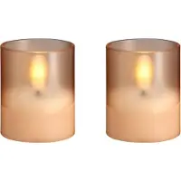 Moods & More Led kaarsen - - LED glass candle, Hurricane, Champagne, 2-pac