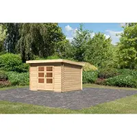 Karibu Tuinhuis, blokhut, tuinhuis, Bastrup 5, onbehandeld, 297x297x220 cm