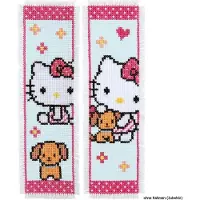Vervaco - Bladwijzer kit - Hello Kitty met hondje set van 2 - PN-0157572 - Borduren - Borduurpakket - Borduurpakket volwassenen - Borduurpakket kind