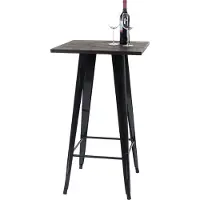 Mendler Hoge tafel -A73 incl. houten tafelblad, bistrotafel bartafel, metalen industrieel ontwerp 107x60x60cm ~ zwart