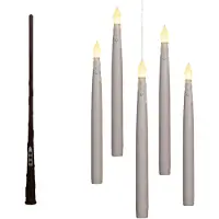 Anna's Collection KAARS ZWEVEND LED MET TIMER INCLUSIEF TOVERSTOK DRAAD EN HAKEN 5 STUKS H27CM WIT