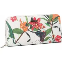 David jones - Dames Portemonnee - Grote Ritsportemonnee - Botanische Print - 8 Kaartvakken