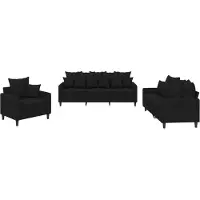 vidaXL 3-delige Loungeset met kussens fluweel zwart