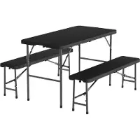 LifeGoods Inklapbare Picknickset - 124cm x 61,5cm - Tuintafel met 2 Banken - Weerbestendig - Campingtafel - Biertafel Opklapbaar - Voor Binnen en Buiten - Voor 4 tot 6 Personen - Zwart