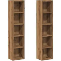 vidaXL CD-kasten 2 st 21x16x93,5 bewerkt hout artisanaal eikenkleur