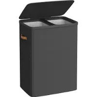 Songmics Wasmand – 170 liter wasmand met 2 compartimenten – wassorteerder – Zwart