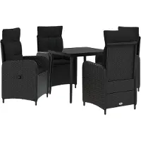 vidaXL Sofa Tafel Set 5 st Zwart PE rotan en poedergecoat staal