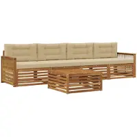 vidaXL Buiten bank set 5 st Natuurlijk en Beige