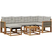 vidaXL Buiten bank set 7 st Naturel en lichtgrijs