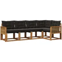 vidaXL Buiten bank set 5 st Naturel en Zwart