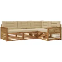 vidaXL Buiten bank set 4 st Natuurlijk en Beige