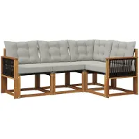 vidaXL Buiten bank set 4 st Naturel en lichtgrijs