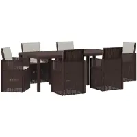 vidaXL Tuin Eettafel Set 7 st Bruin en lichtgrijs PP