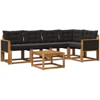 vidaXL Buiten bank set 6 st Naturel en Zwart
