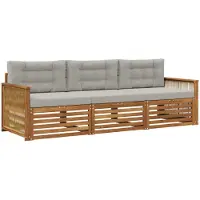vidaXL Buiten bank set 3 st Naturel en lichtgrijs