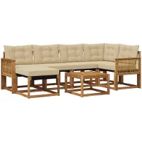 vidaXL Buiten bank set 7 st Natuurlijk en Beige