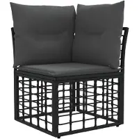 vidaXL Modulair Buitenkant Hoekbank Eenheid Zwart poly rattan