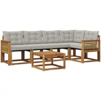 vidaXL Buiten bank set 6 st Naturel en lichtgrijs