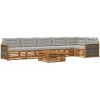 vidaXL Buiten bank set 7 st Naturel en lichtgrijs