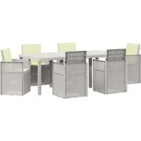 vidaXL Tuin Eettafel Set 7 st Wit en crèmekleurig PP